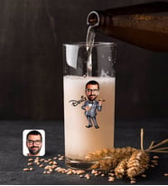 BK Gift Kişiye Özel Erkek Patron Karikatürlü Renkli Baskılı Hiball Bira Bardağı-3 (Beyaz)