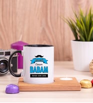 Canım Babam Ahşap Altlıklı Mumlu Siyah Kupa Bardak