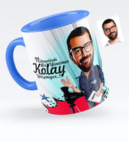 BK Gift Kişiye Özel Bay Yönetmen Karikatürlü Mavi Kupa Bardak  1