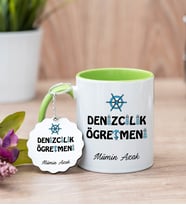 Denizcilik Öğretmeni Yeşil Kupa Bardak Ve Anahtarlık Set