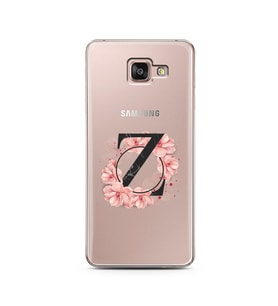 Pembe Çiçekli Harf Tasarım Süper Şeffaf Silikon Telefon Kılıfı Samsung A7 (2016)
