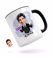 BK Gift Kişiye Özel Erkek Doğum Günü Karikatürlü Siyah Kupa Bardak-2