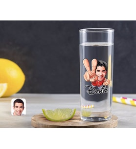 BK Gift Kişiye Özel Renkli Baskılı Erkek Karikatürlü Vodka Bardağı-33 (Beyaz)