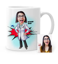 BK Gift Kişiye Özel Doktor Karikatür Beyaz Kupa Bardak  1