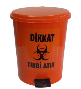 Tıbbi Atık Kovası 15 lt turuncu pedallı Ücretsiz Kargp