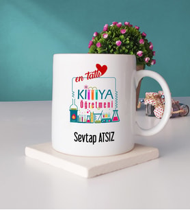 Mesajlı Kimya Öğretmeni Kupa Bardak ve Taş Bardak Altlığı Hediye Seti