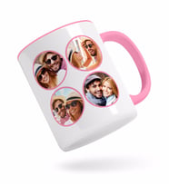 BK Gift Kişiye Özel Oval 4 Fotoğraflı Pembe Kupa Bardak-1