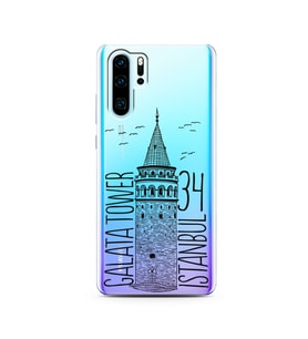 Galata Tasarımlı Süper Şeffaf Silikon Telefon Kılıfı Huawei P30 Pro 