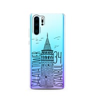 Galata Tasarımlı Süper Şeffaf Silikon Telefon Kılıfı Huawei P30 Pro 