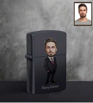 Kişiye Özel Öğretmen Karikatürlü UV Baskılı Siyah Benzinli Çakmak Bay-5