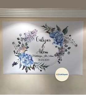 100x70cm Söz, Nişan, Kına Gecesi, Düğün İçin Kişiye Özel Branda Afiş Arka Fon