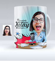 BK Gift Kişiye Özel Bayan Spiker Karikatürlü Beyaz Kupa Bardak  1