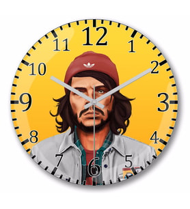 Hıpster Che Guevara Duvar Saati Bombeli Gercek Cam