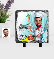 BK Gift Kişiye Özel Bay Chef Karikatürlü Dekoratif Doğal Taş  1