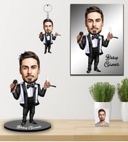 Kişiye Özel Berber Karikatürlü 3 lü Hediye Seti Bay-2