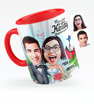 BK Gift Kişiye Özel Evleniyoruz Karikatürlü Kırmızı Kupa Bardak  1