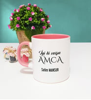 İyi ki Varsın Amca Tasarımlı Amcaya Kupa Bardak Pembe