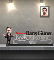 Kişiye Özel Patron Karikatürlü Kolay Yetişmiyor Ahşap Biblo Bay-8