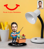 Kişiye Özel Öğretmen Karikatürlü 3mm Şeffaf Pleksi Akrilik Biblo Bay-1
