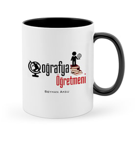 BK Gift Kişiye Özel Coğrafya Öğretmeni Siyah Kupa Bardak  2