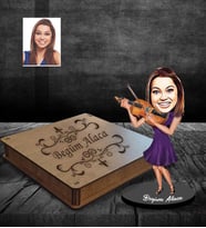 Kişiye Özel Kemancı Karikatürlü Ahşap Biblo Kutulu Bayan-1