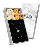 Glorria Gümüş Hayat Ağacı Kolye, Tektaş Küpe Hediye Seti - VK1030-HS