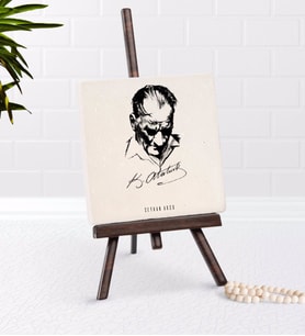 BK Gift Kişiye Özel Atatürk Temalı Şovaleli Doğal Taş-28 (Beyaz)