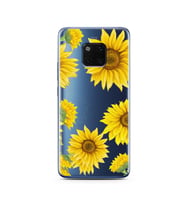Ayçiçeği Tasarımlı Süper Şeffaf Silikon Telefon Kılıfı Huawei Mate 20 Pro