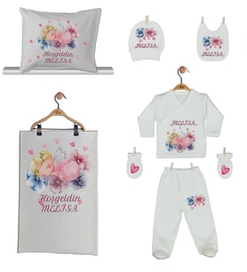 Pia Baby GL 1931-06 İsme Özel Yastık Battaniye Zıbın Set