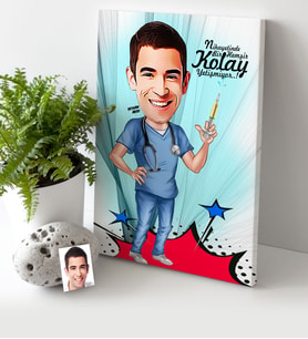 BK Gift Kişiye Özel Bay Hemşir Karikatür Kanvas Tablo 30x50cm 1