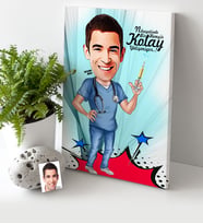BK Gift Kişiye Özel Bay Hemşir Karikatür Kanvas Tablo 30x50cm 1