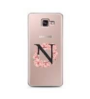 Pembe Çiçekli Harf Tasarım Süper Şeffaf Silikon Telefon Kılıfı Samsung A7 (2016)