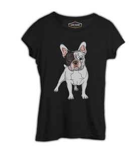 French Bulldog Siyah Kadın Tshirt