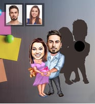 Kişiye Özel Sevgili Karikatürlü Ahşap Magnet Model 13