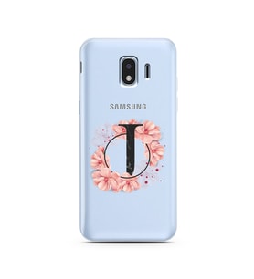 Pembe Çiçekli Harf Tasarım Süper Şeffaf Silikon Telefon Kılıfı Samsung J2 Pro (2