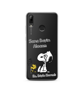 Snoopy Tasarımlı Süper Şeffaf Silikon Telefon Kılıfı Huawei PSmart 2019