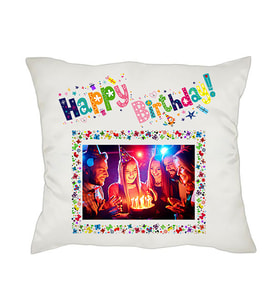Biresimden Doğum Günü Hediyesi Happy Birthday Fotoğraflı Yastık