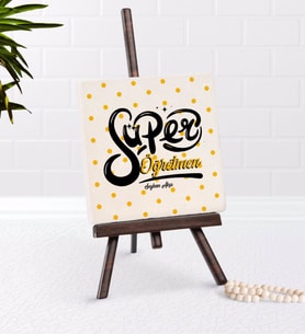 BK Gift Kişiye Özel Süper Öğretmen Şovaleli Doğal Taş-1 (Beyaz)
