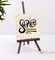 BK Gift Kişiye Özel Süper Öğretmen Şovaleli Doğal Taş-1 (Beyaz)