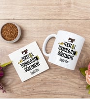Tekstil Teknolojisi Öğretmeni Beyaz Kupa Bardak Ve Bardak Altlığı Seti