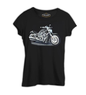 Motosiklet Siyah Kadın Tshirt