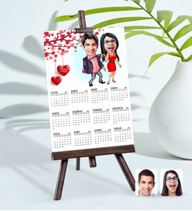 BK Gift Kişiye Özel 15x21 cm Fotoğraf Kartlı Sevgililer Karikatürlü Şövaleli 2024 Takvim -4 (Beyaz)
