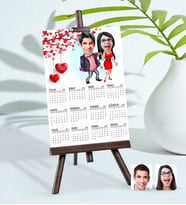 BK Gift Kişiye Özel 15x21 cm Fotoğraf Kartlı Sevgililer Karikatürlü Şövaleli 2024 Takvim -4 (Beyaz)