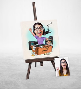BK Gift Kişiye Özel Bayan Radyocu Karikatür Şovaleli Doğal Taş  1