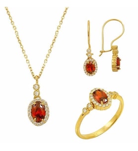 Mini Garnet Set 6,57 Gram 14 Ayar Altın (Çok Renkli)