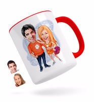 BK Gift Kişiye Özel Sevgililer Karikatürlü Kırmızı Kupa Bardak-54