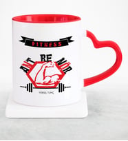 BK Gift Kişiye Özel Mesleki Fitness Antrenörü Kırmızı Kalpli Kupa Bardak  3