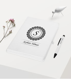 BK Gift Kişiye Özel Beyaz Defter Kalem Hediye Seti - 2