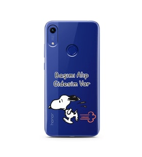 Snoopy Tasarımlı Süper Şeffaf Silikon Telefon Kılıfı Huawei Honor 8A 