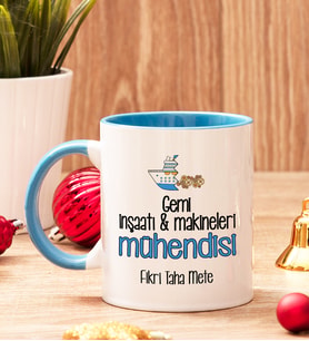 Gemi İnşaatı Mühendisine İçi Ve Kulpu Renkli Kupa Bardak